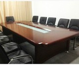 办公家具贴木皮红胡桃实木油漆会议桌 条形桌 烤漆办公桌