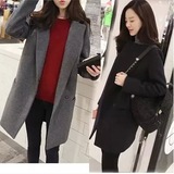 2016秋韩版新款毛呢外套中长款呢大衣修身显瘦百搭学生款女