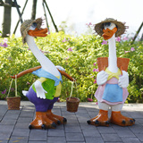 树脂创意工艺品动物卡通雕塑园林景观户外庭院装饰挑扁担鸭子摆件