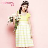 Nemow拿美南梦夏装新款女绣花蕾丝花朵收腰连衣裙A5K085