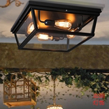 loft玻璃箱铁艺方形吸顶灯 美式创意复古客厅卧室餐厅灯四头