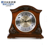 日本进口RHYTHM/丽声欧式复古座钟实木创意仿古音乐台钟品牌时钟