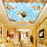 欧式吊顶天花板墙纸 酒店会所客厅背景墙壁纸 无纺布墙纸大型壁画