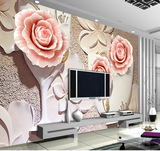 欧式客厅电视背景墙壁纸3d立体玉雕浮雕玫瑰花大型壁画无纺布墙纸