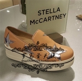 正品代购Stella mccartney女鞋 银色白星蓝色牛仔星星厚底松糕鞋