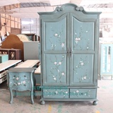衣柜实木欧式两门衣柜桦木成人宜家特价组合蓝绿整体衣橱两门衣柜