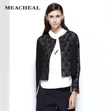 MEACHEAL米茜尔 廓形黑色短款蕾丝外套上衣 专柜正品秋季新款女装