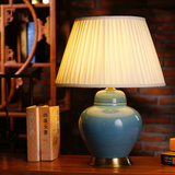 陶瓷台灯卧室床头灯新中式书房客厅台灯婚庆美式单色复古装饰台灯