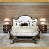 欧式法式奢华实木雕花金箔双人床 软包床头欧式床工厂定制