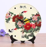 中式富贵牡丹陶瓷创意座钟客厅静音挂钟装饰艺术石英田园时钟表