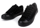 新款黑色帆布鞋男韩版低帮平底系带工作鞋学生跑步鞋运动球鞋单鞋