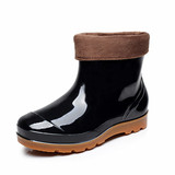 秋冬款中筒雨鞋男士水鞋雨靴防滑防水短筒雨靴加棉保暖套鞋塑胶鞋