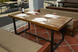 美式实木餐桌椅组合北欧小户型简易铁艺家用桌子仿古复古餐厅餐桌