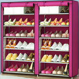 邦菲尔简易鞋架 收纳架双排12格大容量带防尘罩鞋柜特价206