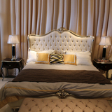 欧式双人床 实木雕刻床 简美现代布艺床 1.8米双人田园床住宅家具