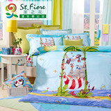 富安娜家纺圣之花床单床上四件套卡通儿童4件纯棉平海上乐园