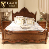 欧式床双人床 1.8米全实木床美式婚床深色时尚大床别墅奢华小户型