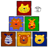 铁皮画居家可爱老虎狮子长颈鹿熊斑马猫咪儿童房幼儿园装饰墙贴画