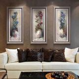赐禄 欧式装饰画抽象花卉艺术品油画客厅玄关墙壁挂画组合竖版画