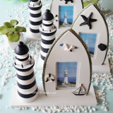 地中海海洋风格创意木制灯塔船形相架相框 家居装饰品 摆件 礼物