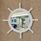 欧式黑白镜子地中海风格家居梳妆镜装饰镜子浴室镜船舵墙壁壁挂镜
