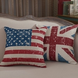 美式欧式亚麻抱枕 北欧宜家棉麻沙发靠枕靠垫 美国英国国旗腰枕