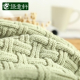 绿意轩加厚毛巾被单双人午休竹节针织毯外贸欧式空调毯子纯色毛毯