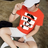 夏季男士短袖T恤韩版修身印花圆领权志龙同款潮流半袖体恤上衣薄