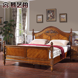 慕艺柏美式实木床美式乡村双人床1.8米欧式橡胶木床大床家具M0160