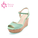 Daphne/达芙妮凉鞋 夏季坡跟高跟厚底鱼嘴女鞋
