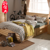 柏佳兴 实木松木床1.8双人床 箱体床高箱储物床1.5米单人床成人床