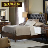 雅居格 美式床欧式布艺床小户型布艺床双人床实木布床1.8米NC2307