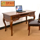 高欧式实木书桌电脑桌简约家用美式复古小写字台办公桌1.2 1.4米