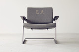 美式北欧法式复古金属铁艺实木椅子沙发椅休闲椅老榆木咖啡厅椅子