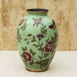 复古怀旧 美式 台面花瓶 花鸟乡村 田园装饰 手绘陶瓷奶壶 花瓶