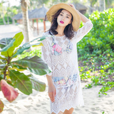 韩国性感长款宽松比基尼泳衣外罩衫沙滩针织外套防晒衣海边渡假