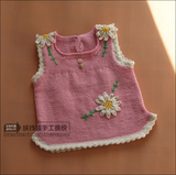 ◆手工钩花背心◆宝宝毛衣㊣纯手工编织可定制儿童装