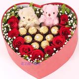 圣诞节预订苏州同城鲜花速递玫瑰加巧克力礼盒送爱人新园区鲜花店