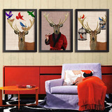 芭蕾舞者鹿头装饰画个性麋鹿客厅墙画卧室壁画玄关餐厅挂画有框画