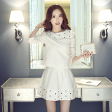 香港欧时力代购公司ochonnaly2016新款套装白色圆领两件套连衣裙