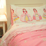 绝美粉色小公主城堡蔷薇花朵碎花小清新床单床笠纯棉被套四件套