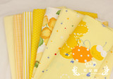 AB版纯棉斜纹布料 40S高密被套床品全棉布料 活性印染 黄色布组
