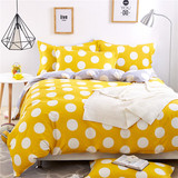 纯棉斜纹活性印花1.8米四件套婚庆床单式大花蓝白黄色可定制尺寸