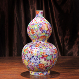 景德镇陶瓷器 仿古乾隆款百花不落地葫芦花瓶 工艺品家饰客厅摆件