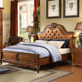 美式床全实木床欧式床卧室家具原木床真皮床双人床1.8米结婚床
