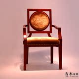 新中式现代餐椅实木休闲软包形象椅欧式扶手新古典餐厅主题餐桌椅