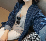 韩国东大门2016春装新款女士韩版短款水波纹宽松学生长袖牛仔外套