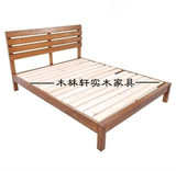 欧式乡村横条床白橡木纯全实木1.5米1.8米双人床1.2米单人床特价