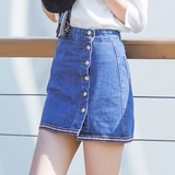 2016夏季新款韩版牛仔半身裙 高腰修身大码一步包臀裙牛仔短裙女