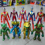 奥特曼打小怪兽人偶玩具套装公仔模型可动版超人家族及大怪兽军团